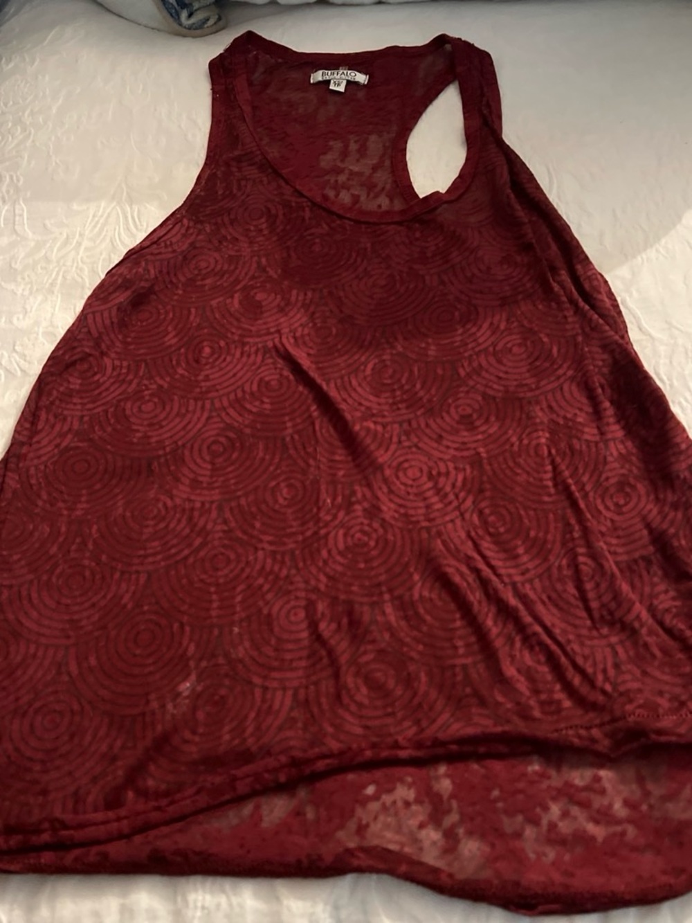 Buffalo David Bitton Burgundy Scoop Neck Tank with Circular Texture
